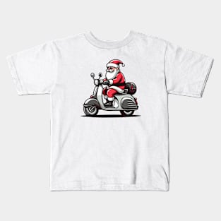 Santa On Scooter Kids T-Shirt